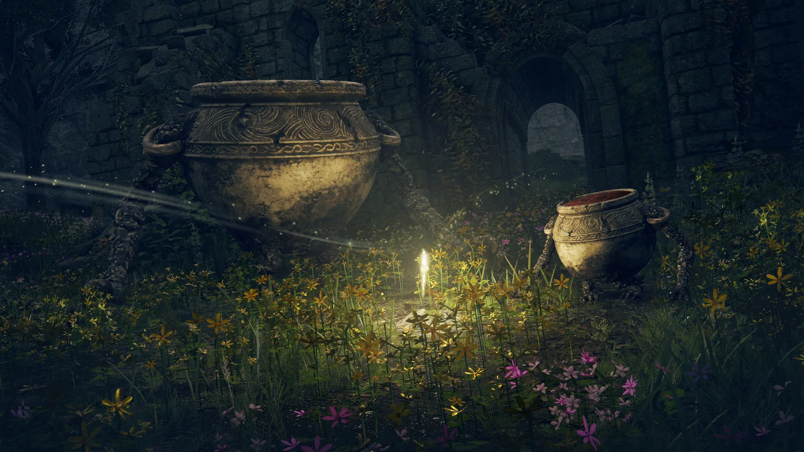 Ruins on the early journey through Limgrave, in-game screenshot